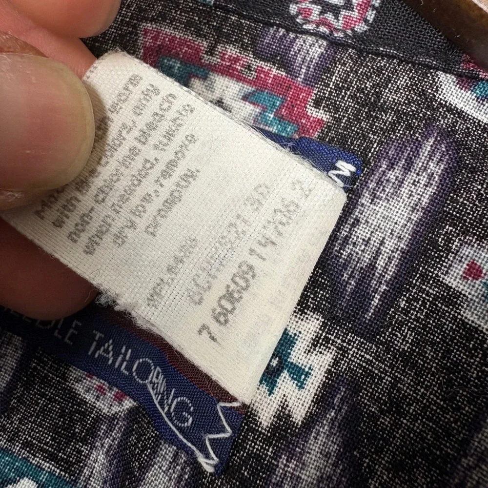 Wrangler Button Up Shirt Mens 17.5 Purple Southwestern Ikat Short Sleeve Cotton